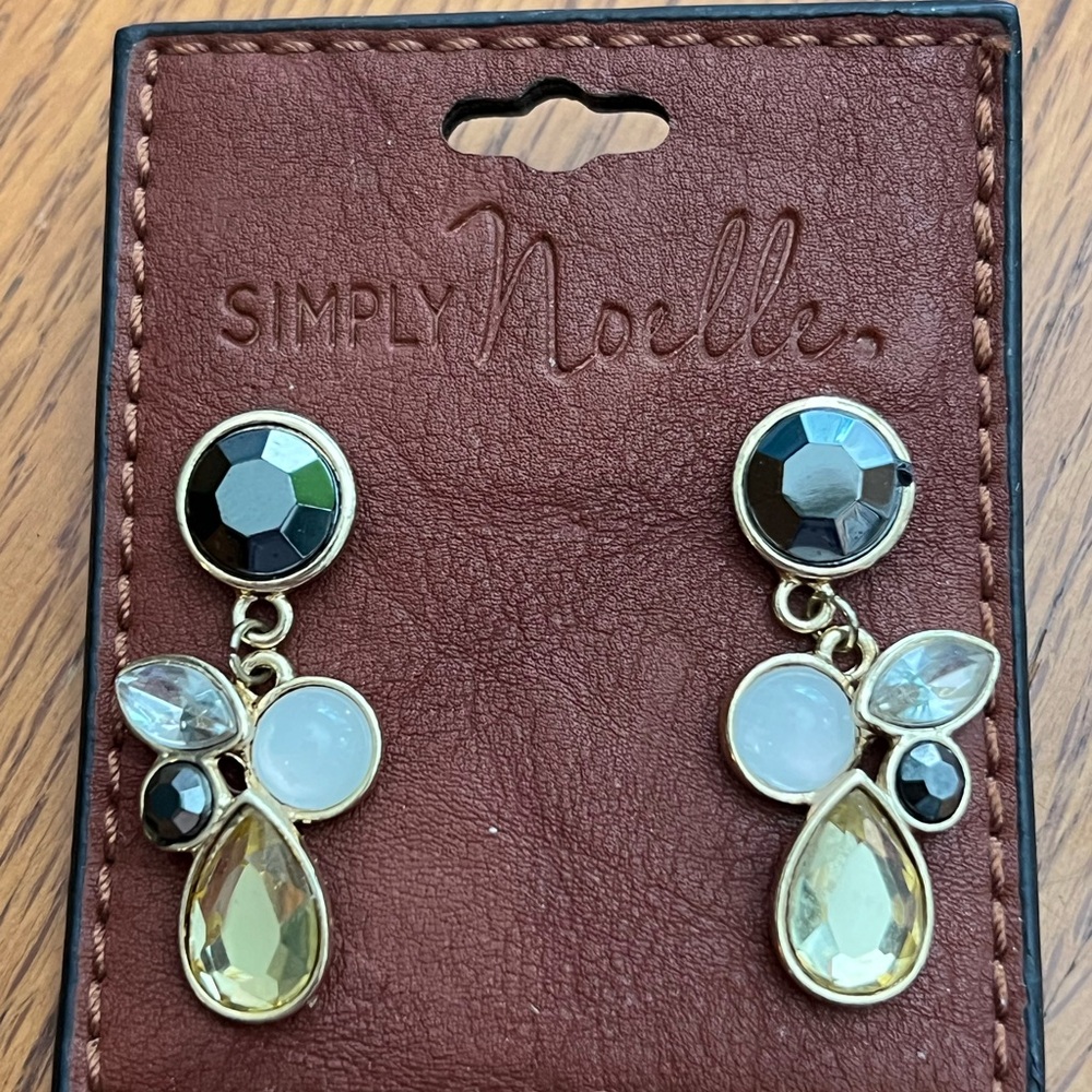 Simply Noelle Multi Color Crystal Moonstone Earrings NWT